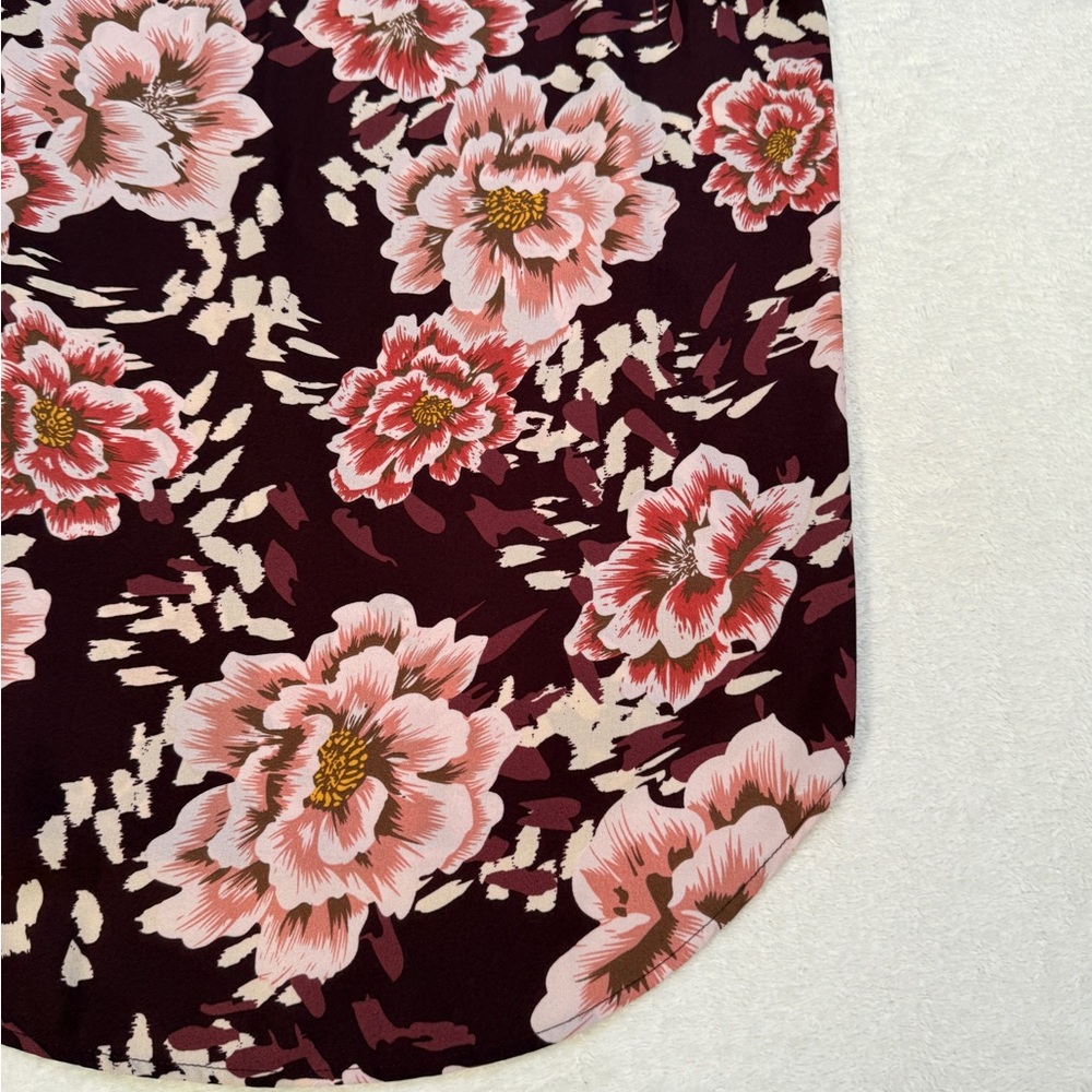 Maurices Floral Sleeveless Blouse Size M Burgundy Pink Boho Top - Picture 14 of 14